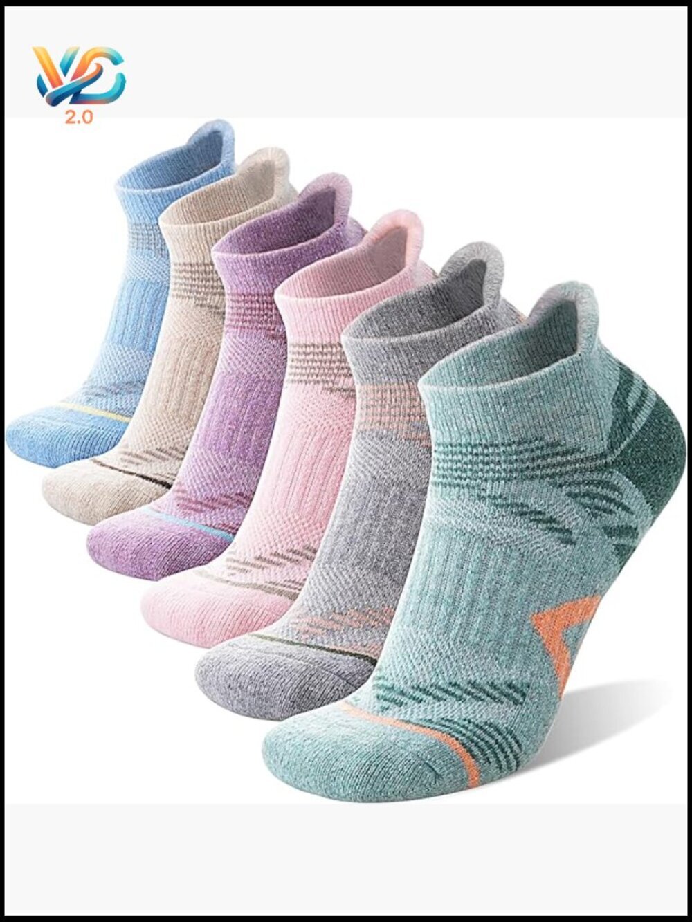 Ankle Hiking Running Socks - Merino Wool Cushion Breathable 6 Pack